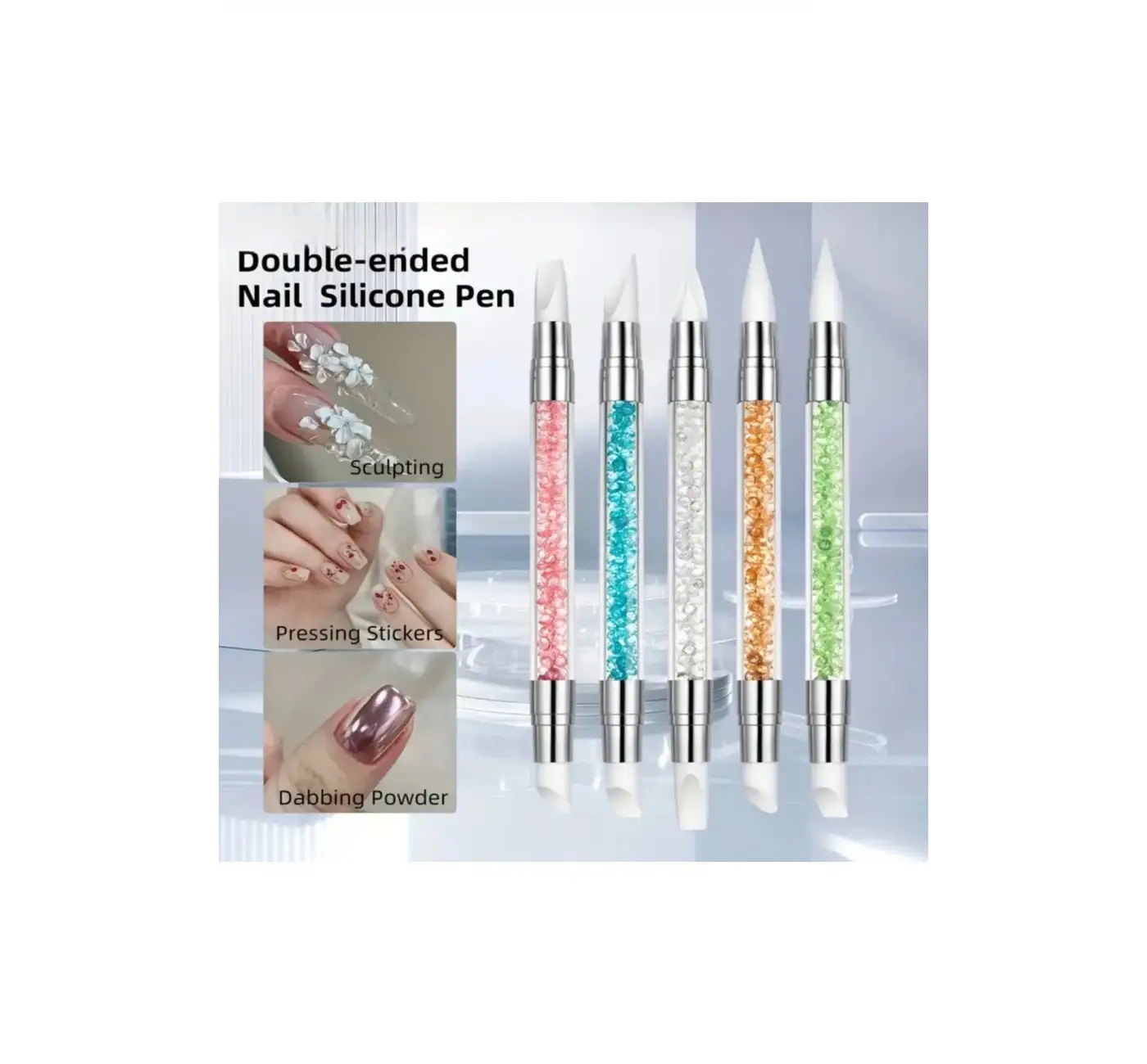 Hamur Jel Şekil Verme Fırçası Nail Art Fırça Silikon Tırnak Fırçası 5li Set