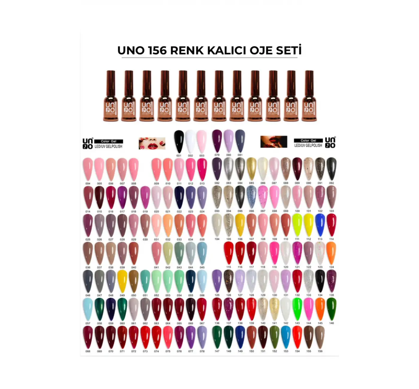 UNO 156Renk Kalıcı Oje Seti Oje Seti Kalıcı Full Set