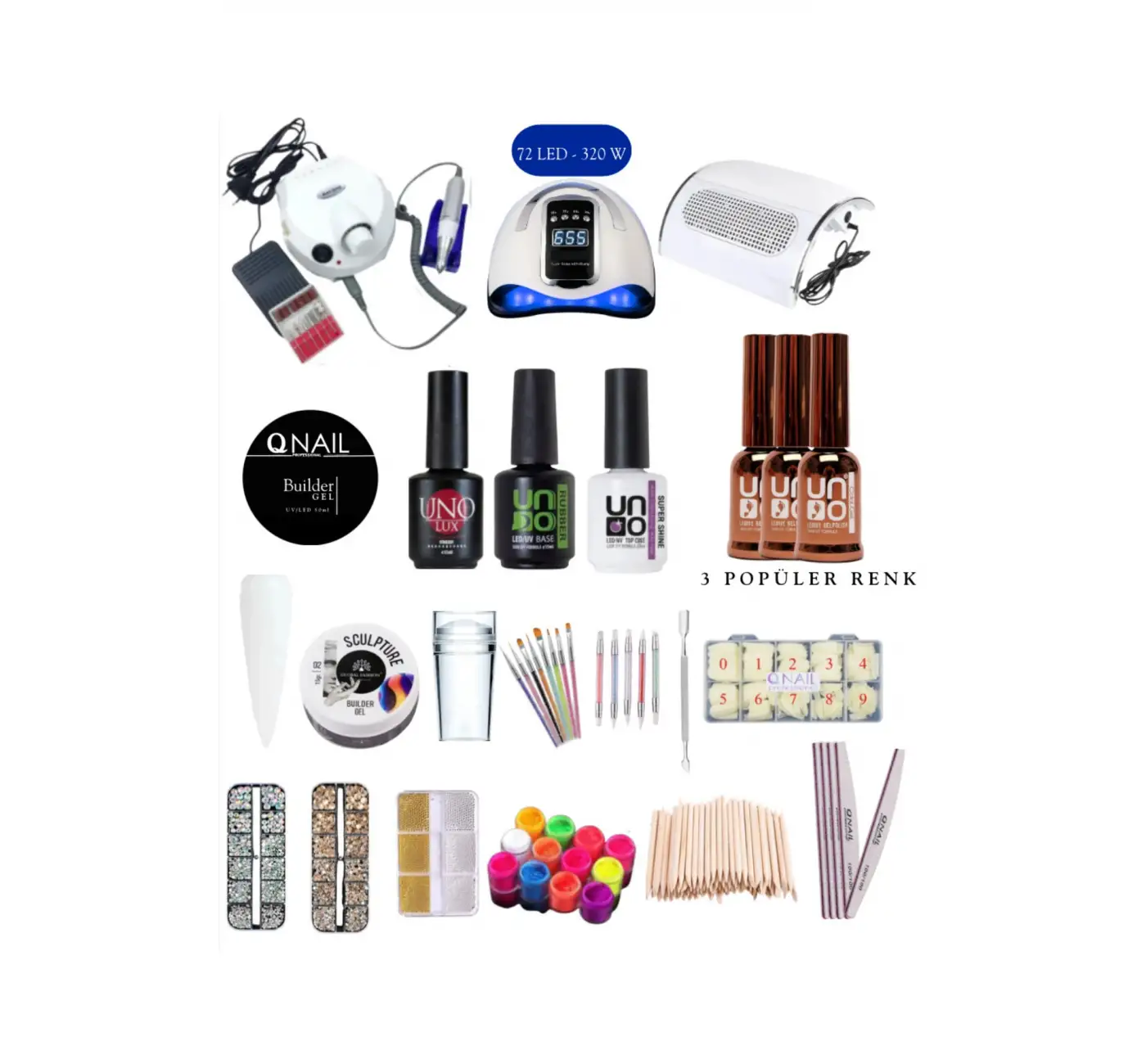 Kalıcı Oje - Protez Tırnak Seti Salon (FREZE UV/LED AKSESUAR FULL PARÇA)
