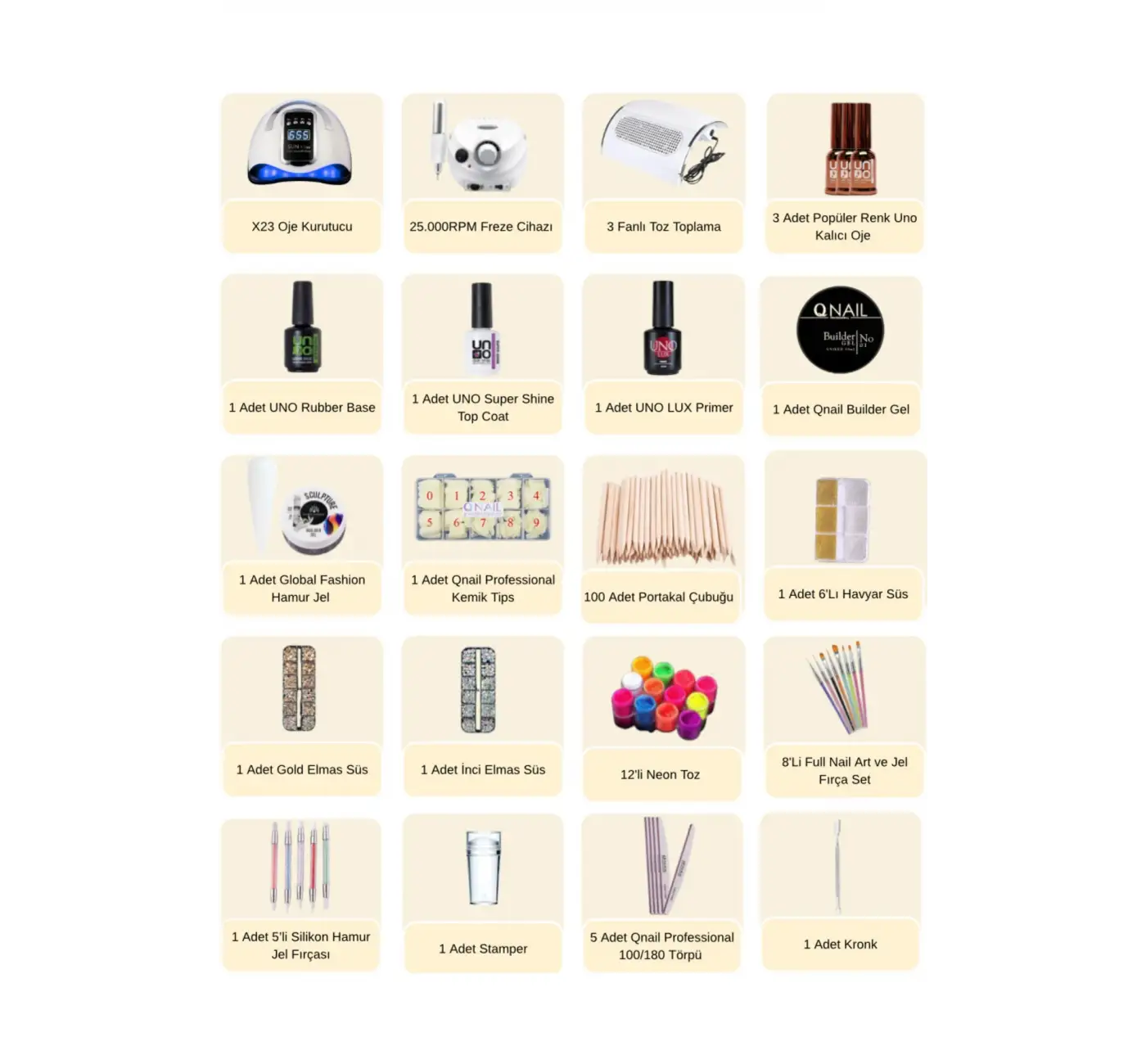 Kalıcı Oje - Protez Tırnak Seti Salon (FREZE UV/LED AKSESUAR FULL PARÇA)