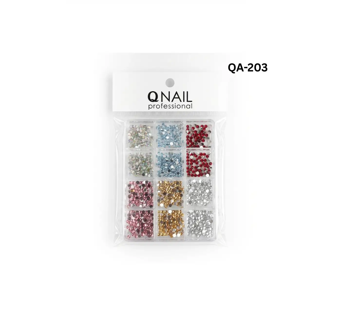 Renkli Tırnak Taşı Seti 12Li Nail Art Süsleme Parlak Kristal Boncuk Seti QA-203