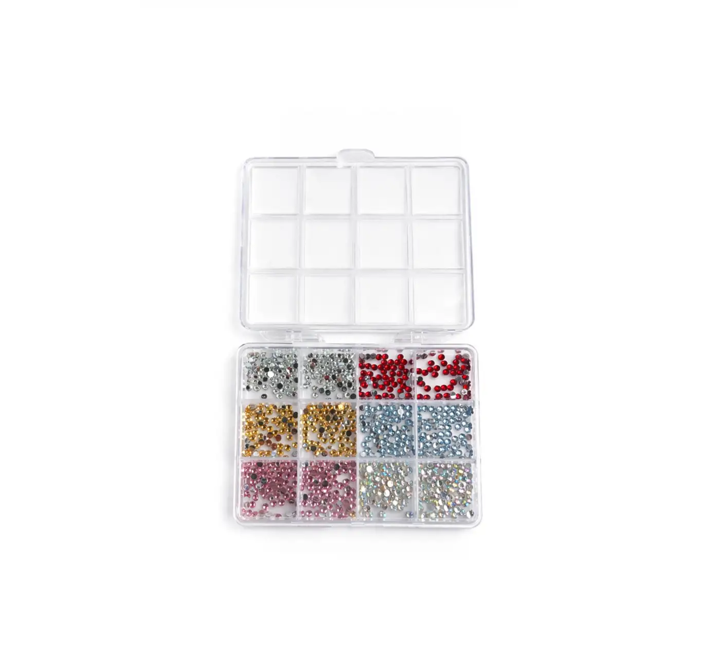 Renkli Tırnak Taşı Seti 12Li Nail Art Süsleme Parlak Kristal Boncuk Seti QA-203