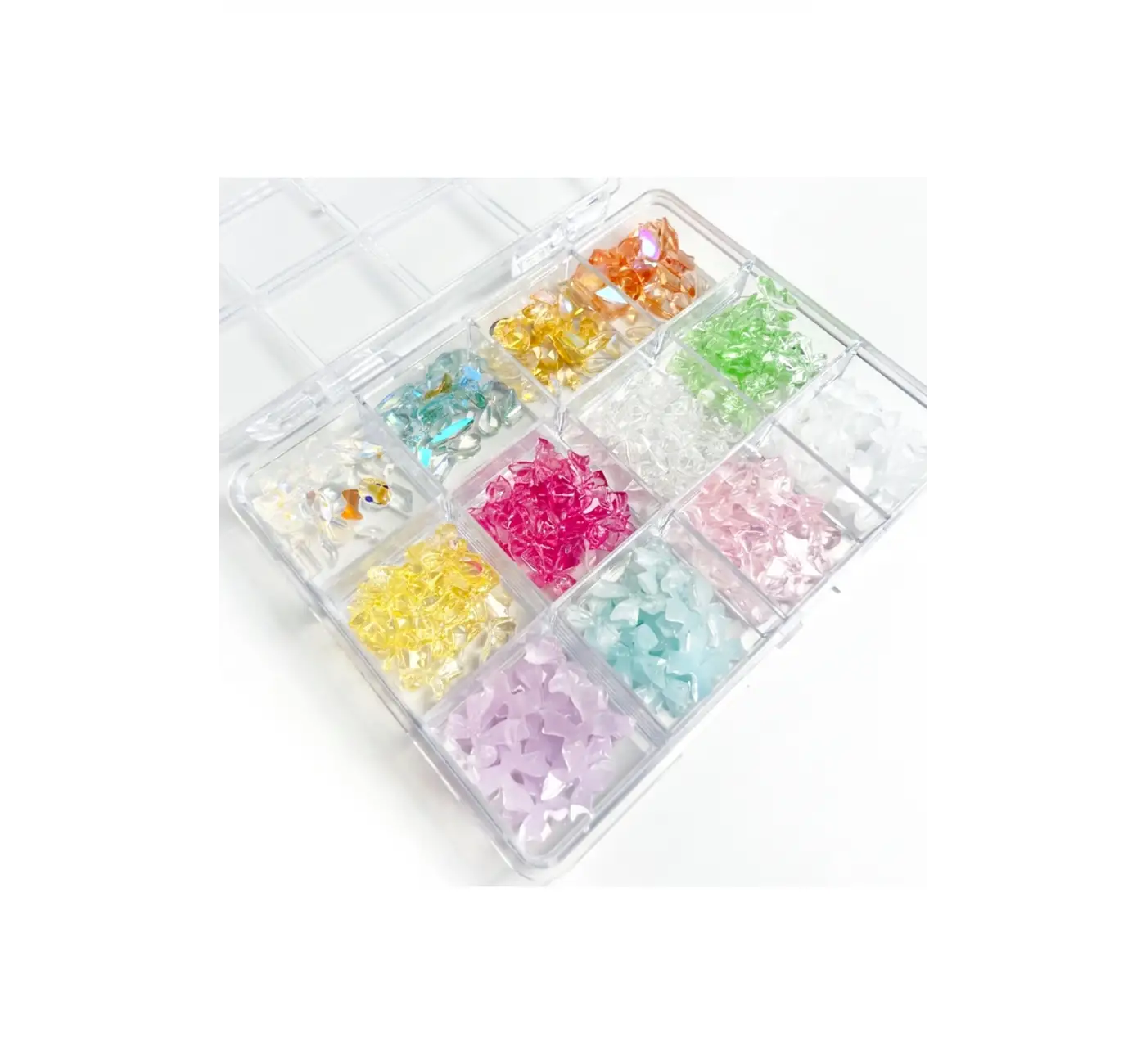 Renkli Tırnak Taşı Seti 12Li Nail Art Süsleme Parlak Kristal Boncuk Seti QA-205