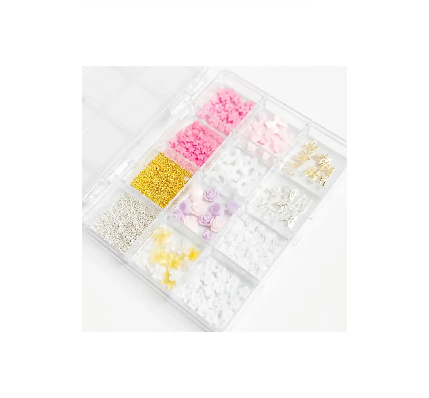 Renkli Tırnak Taşı Seti 12Li Nail Art Süsleme Parlak Kristal Boncuk Seti QA-206