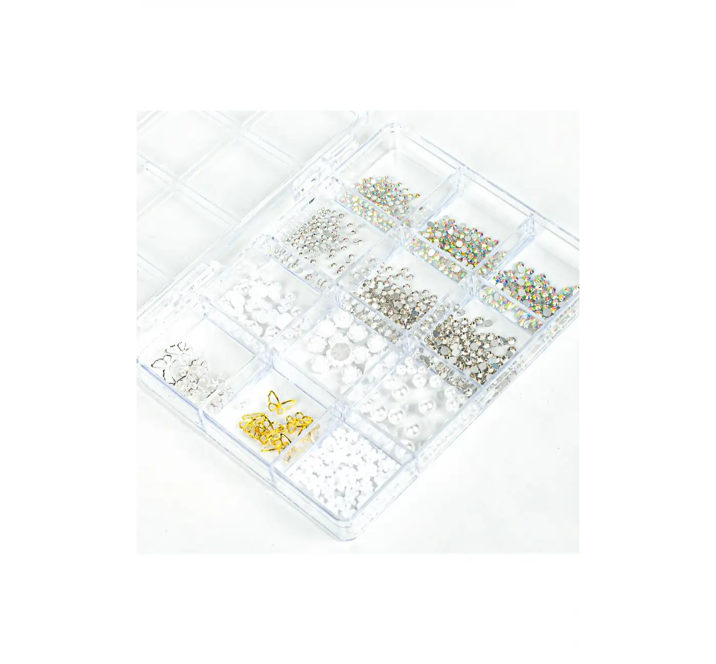 Renkli Tırnak Taşı Seti 12Li Nail Art Süsleme Parlak Kristal Boncuk Seti QA-208