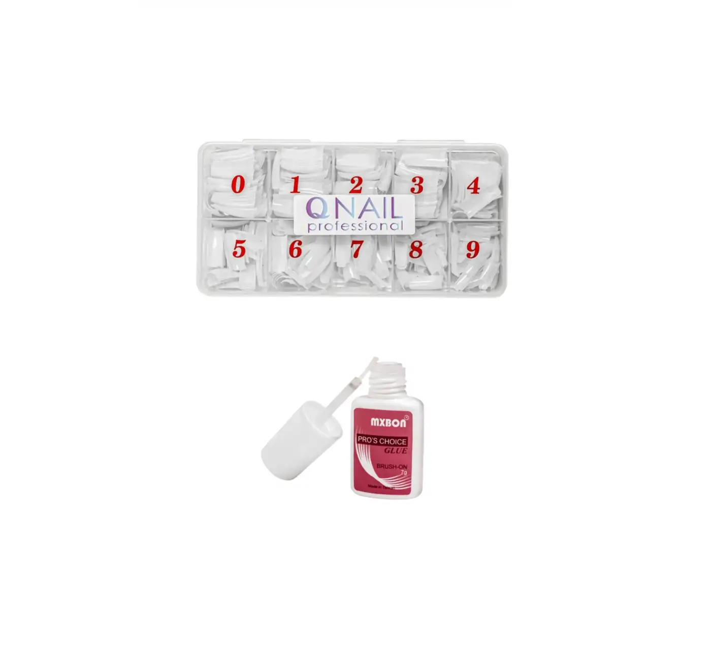 Mxbon Protez Tırnak Tips Yapıştırıcı Glue 7gr+TİPS PROTEZ TIRNAK BEYAZ 500 LÜ SET
