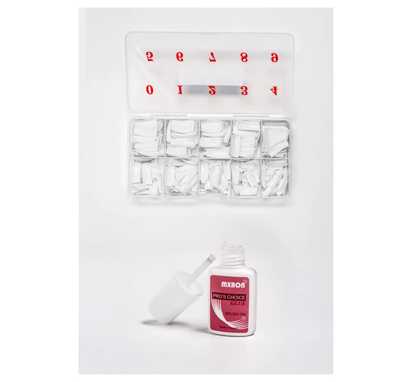 Mxbon Protez Tırnak Tips Yapıştırıcı Glue 7gr+TİPS PROTEZ TIRNAK BEYAZ 500 LÜ SET