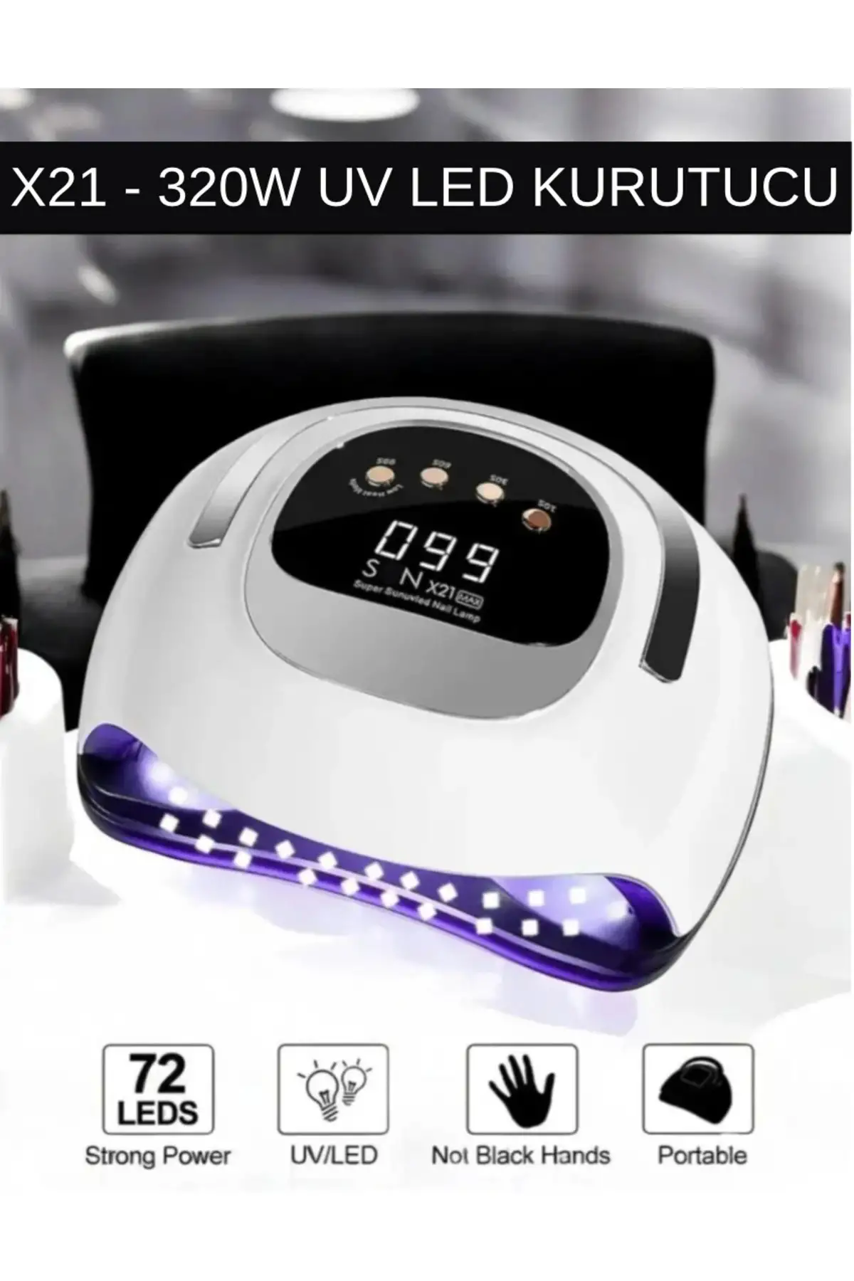 X21 Kalıcı Oje ve Protez Tırnak Kurutucu 72 Leds 320 Watt