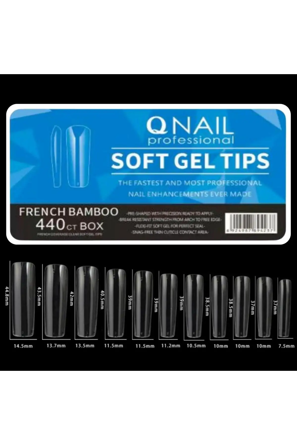 440lı French Bamboo Soft Gel Tips Profesyonel Nail Art Hızlı Tırnak Uzatma Tırnak Bakım
