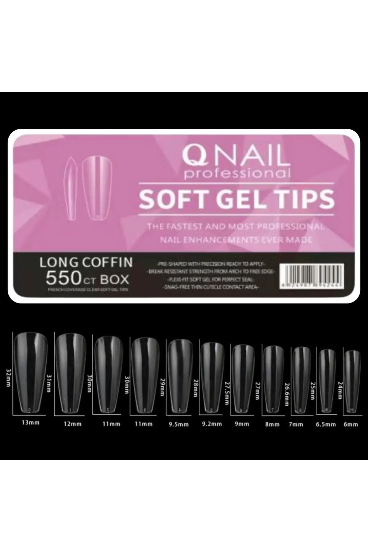 550li Long Coffin Soft Gel Tips Profesyonel Nail Art Hızlı Tırnak Uzatma Tırnak Bakım