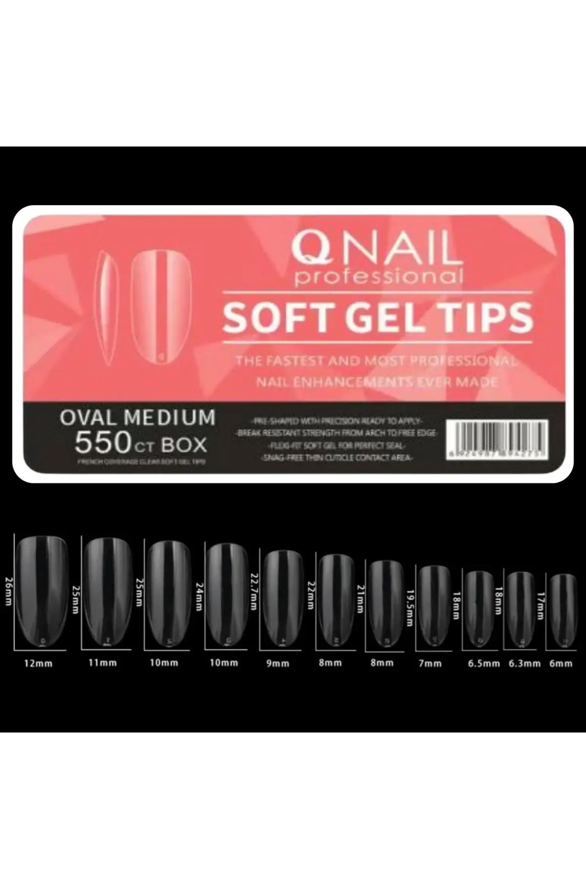 550li Oval Medium Soft Gel Tips Profesyonel Nail Art Hızlı Tırnak Uzatma Tırnak Bakım