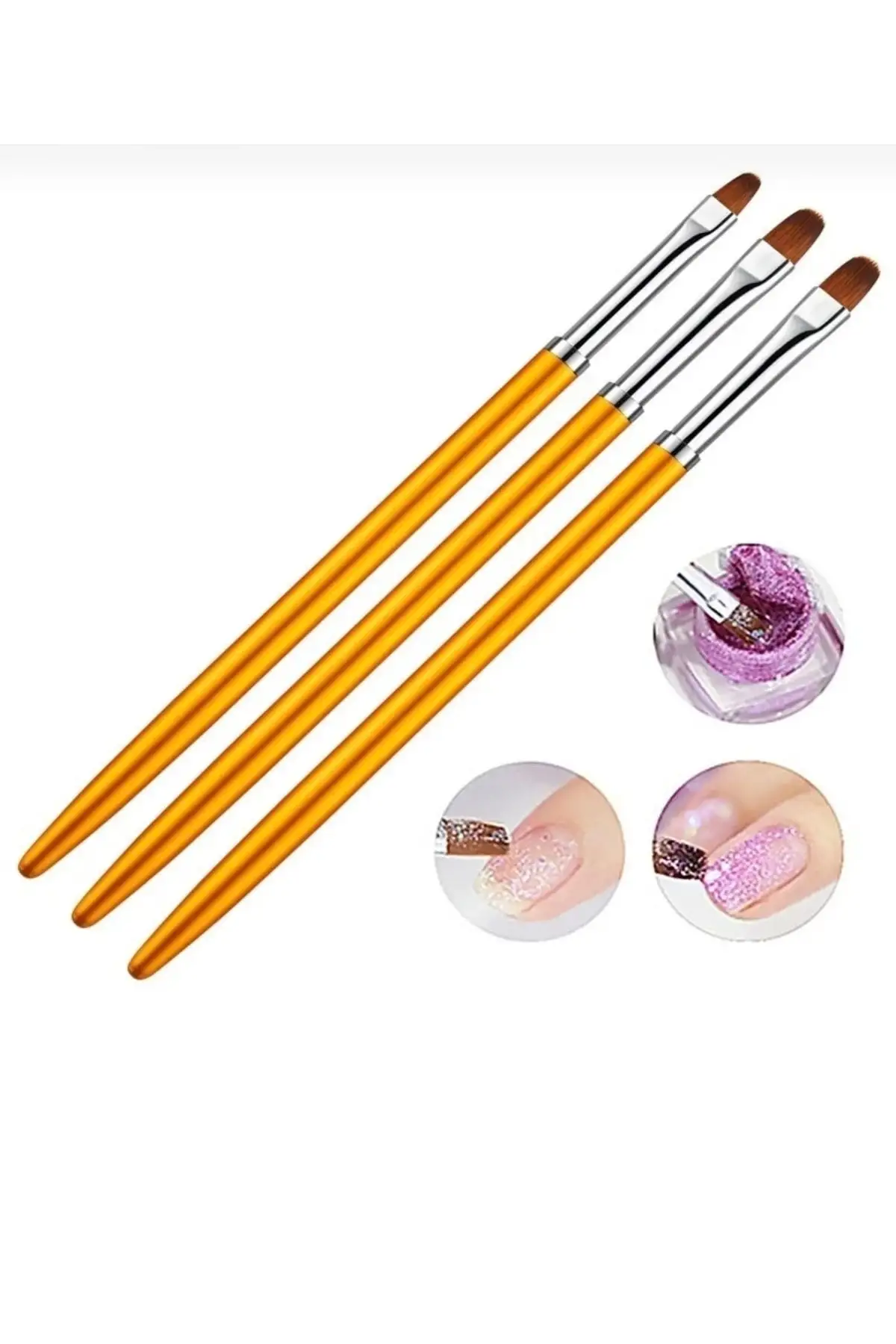 3lu Protez Tırnak Jel Fırçası Uv Gel Fırça