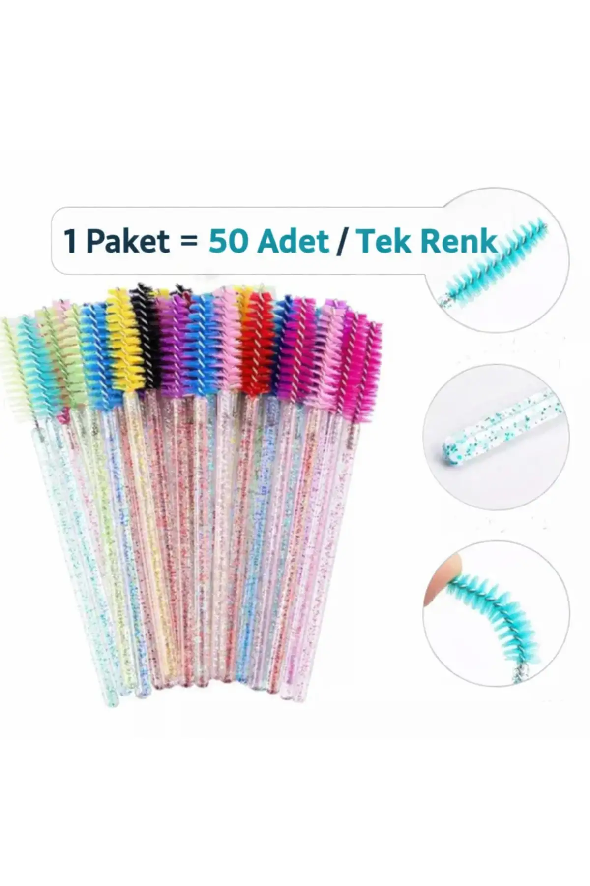 Renkli 50li Kaş Ve Kirpik Tarama Fırçası