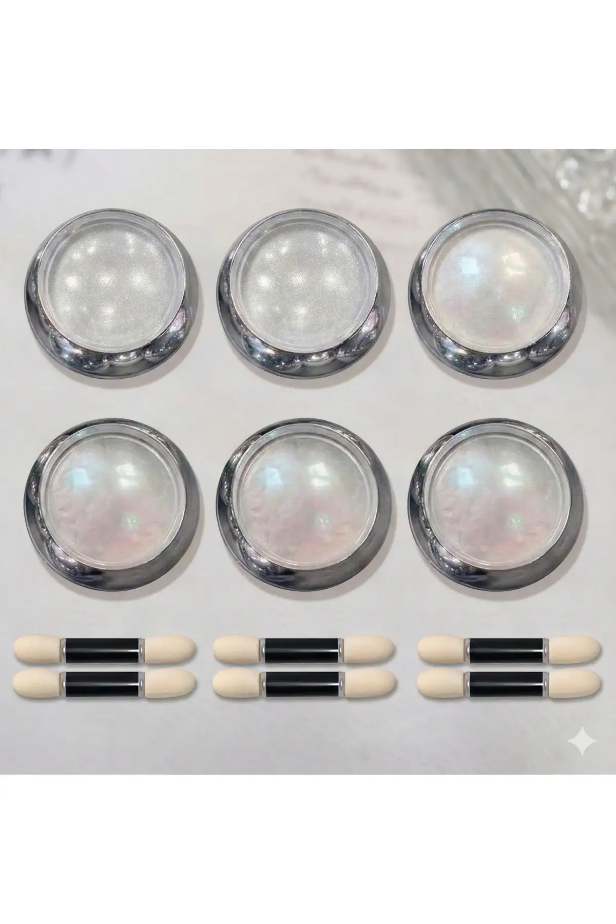6lı Holografik Krom Tırnak Tozu Seti / İnci Tozu Set- 6 Farklı Işıltı ile Büyüleyici Yansımalar