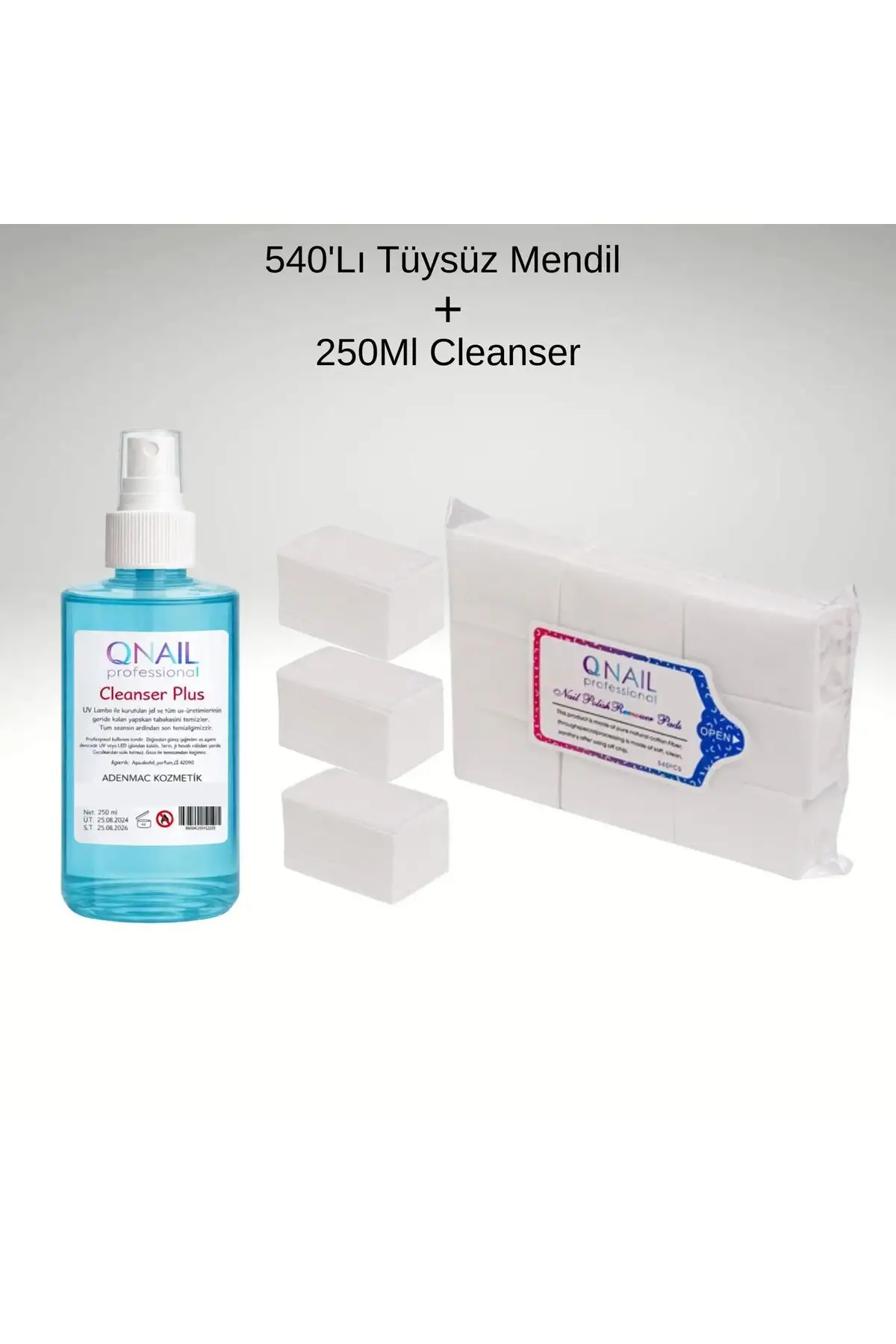 540Lı Tüysüz Protez Kalıcı Oje Manikür Temizleme Mendili Cleanser Yapışkanlık Temizleme Spreyi