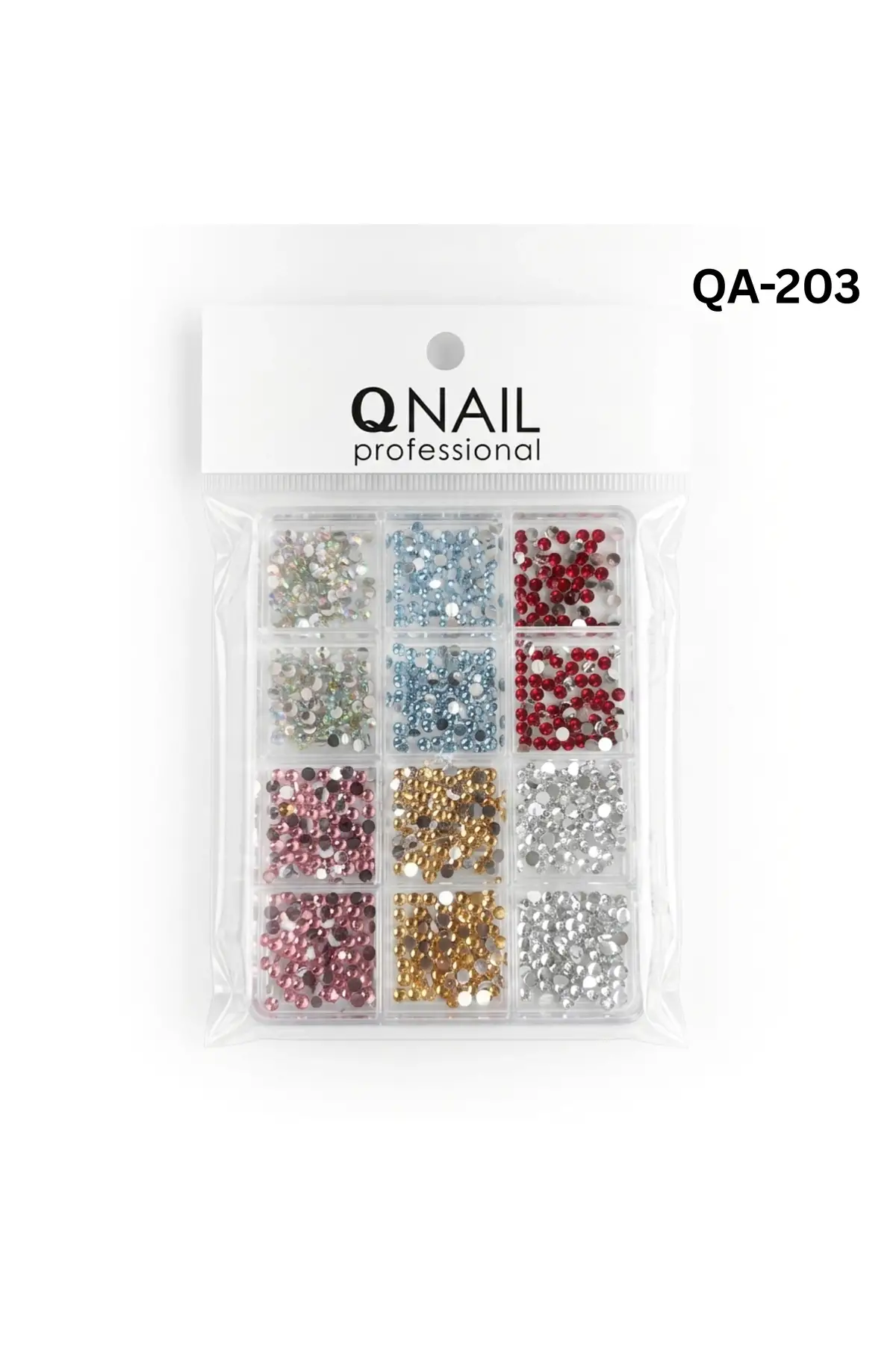 Renkli Tırnak Taşı Seti 12Li Nail Art Süsleme Parlak Kristal Boncuk Seti QA-203