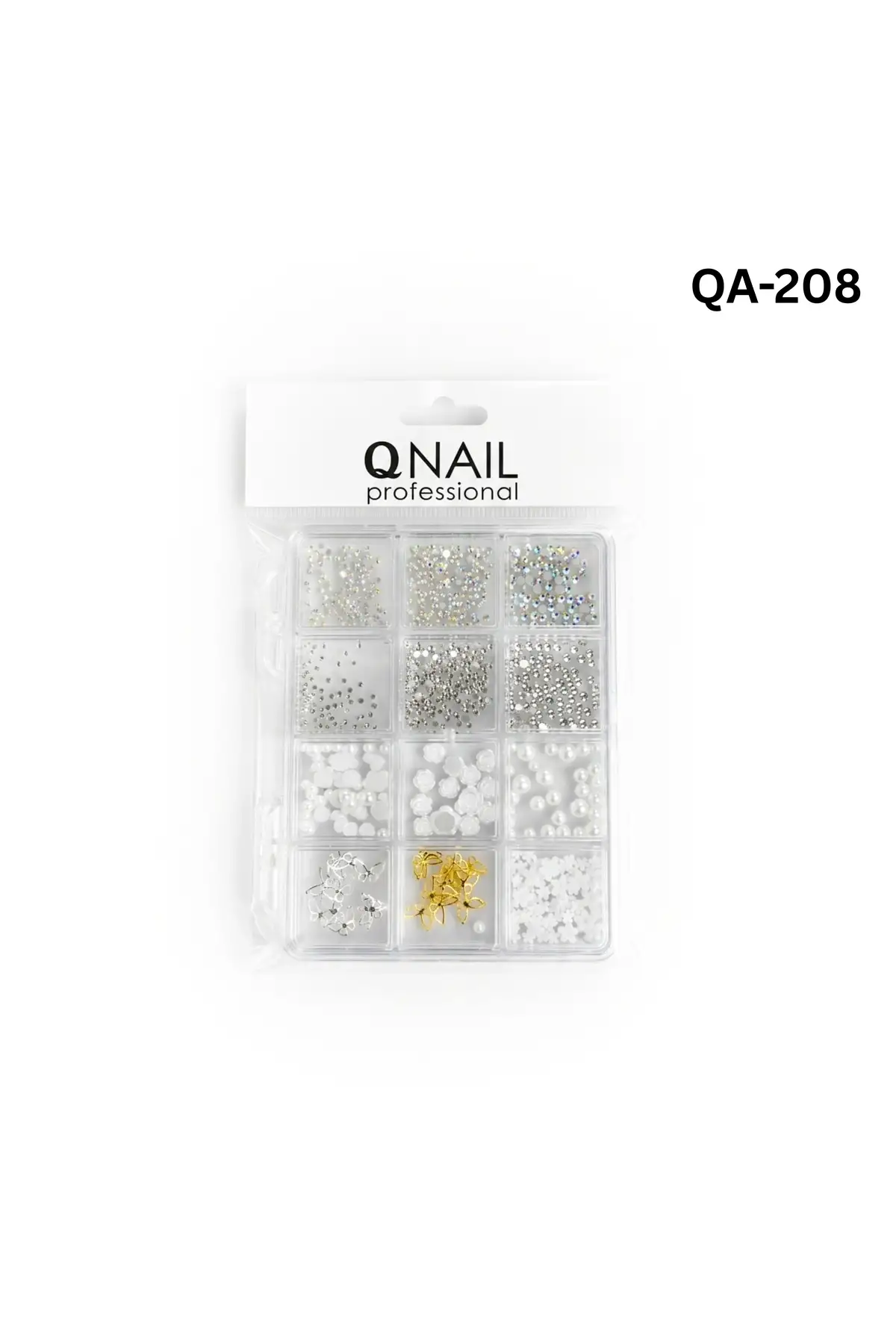 Renkli Tırnak Taşı Seti 12Li Nail Art Süsleme Parlak Kristal Boncuk Seti QA-208