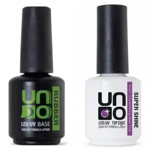 Uno Rubber Base Coat 15 ml+ Uno Top Coat 15 ml Super Shıne 2Lİ SET