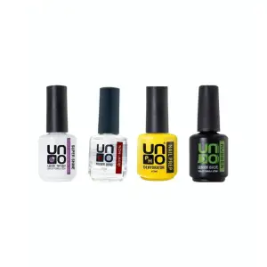 Uno super shine 15mlUno Non-Acid primer bond +Uno rubber base 15ml+Uno Nail Prep Dehydrator SETİ
