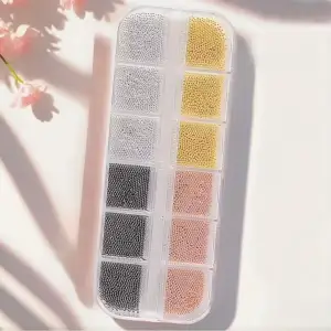 12li Havyar Tırnak Taş Süsleme Nail Art Boncukları 4 Renk