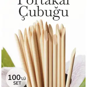 Portakal Çubuğu 100lü Set – Ahşap Tırnak Eti Itici Manikür Pedikür Seti