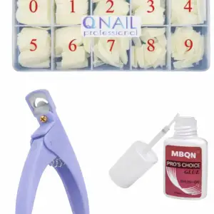 Protez Tırnak 500lü Kemik Tips -tips Makası Ve Yapıştırıcı M2BON - 3lü Set