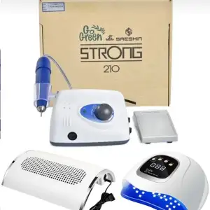 Protez Tırnak Kalıcı Oje Seti (Strong 210 Freze Makinesi + UV Led Kurutucu + Toz Toplama)