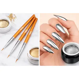 Gümüş Gel Metalik jel Paint Metalik Gri Nail Art Kalıcı Oje 5g+3lü nail art fırça