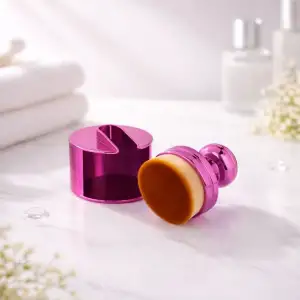 Pembe Kapaklı Fondöten & Tırnak Toz Alma Fırçası Yumuşak Kıllı Çok Amaçlı