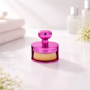 Pembe Kapaklı Fondöten & Tırnak Toz Alma Fırçası Yumuşak Kıllı Çok Amaçlı