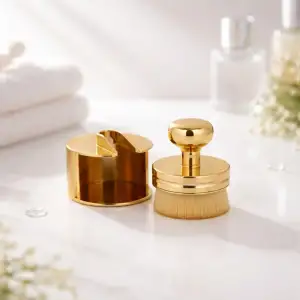 Gold Kapaklı Fondöten & Tırnak Toz Alma Fırçası Yumuşak Kıllı Çok Amaçlı