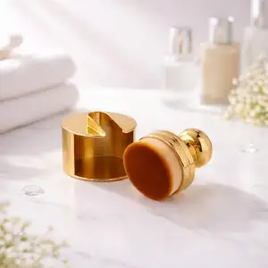 Gold Kapaklı Fondöten & Tırnak Toz Alma Fırçası Yumuşak Kıllı Çok Amaçlı