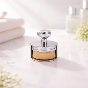 Gümüş Kapaklı Fondöten & Tırnak Toz Alma Fırçası Yumuşak Kıllı Çok Amaçlı