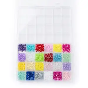 24 Bölmeli Renkli Tırnak Taşı Seti Nail Art Süsleme Boncukları Parlak Kristal Taş QA-303
