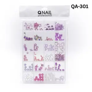 Renkli Tırnak Taşı Seti 24’lü Nail Art Süsleme Parlak Kristal Boncuk Seti QA-301