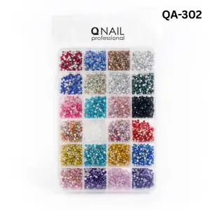Renkli Tırnak Taşı Seti 24’lü Nail Art Süsleme Parlak Kristal Boncuk Seti QA-302
