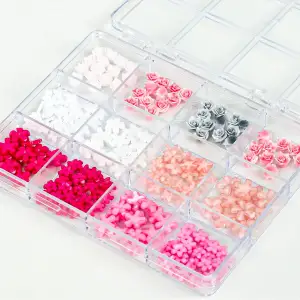 Renkli Tırnak Taşı Seti 12Li Nail Art Süsleme Parlak Kristal Boncuk Seti QA-201