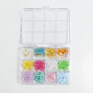 Renkli Tırnak Taşı Seti 12Li Nail Art Süsleme Parlak Kristal Boncuk Seti QA-205