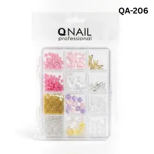 Renkli Tırnak Taşı Seti 12Li Nail Art Süsleme Parlak Kristal Boncuk Seti QA-206