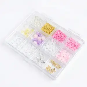 Renkli Tırnak Taşı Seti 12Li Nail Art Süsleme Parlak Kristal Boncuk Seti QA-206