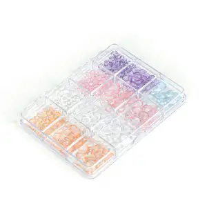 Renkli Tırnak Taşı Seti 12Li Nail Art Süsleme Parlak Kristal Boncuk Seti QA-207