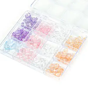 Renkli Tırnak Taşı Seti 12Li Nail Art Süsleme Parlak Kristal Boncuk Seti QA-207