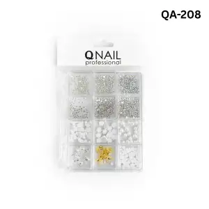 Renkli Tırnak Taşı Seti 12Li Nail Art Süsleme Parlak Kristal Boncuk Seti QA-208