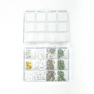 Renkli Tırnak Taşı Seti 12Li Nail Art Süsleme Parlak Kristal Boncuk Seti QA-208