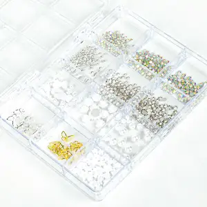 Renkli Tırnak Taşı Seti 12Li Nail Art Süsleme Parlak Kristal Boncuk Seti QA-208