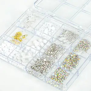 Renkli Tırnak Taşı Seti 12Li Nail Art Süsleme Parlak Kristal Boncuk Seti QA-208