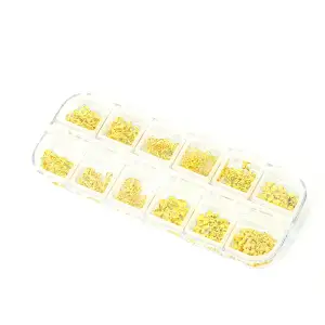 Renkli Tırnak Taşı Seti 12Li Nail Art Süsleme Parlak Kristal Boncuk Seti QA-103