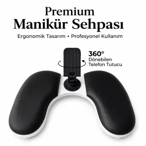 Uv/Led Kurutucu Uyumlu Ahşap Ayaklı Manikür SehpasıEl Yastığı Kol Dayama Siyah