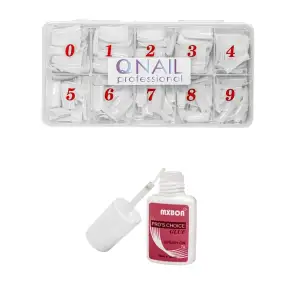 Mxbon Protez Tırnak Tips Yapıştırıcı Glue 7gr+TİPS PROTEZ TIRNAK BEYAZ 500 LÜ SET