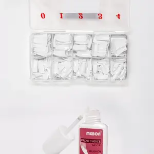 Mxbon Protez Tırnak Tips Yapıştırıcı Glue 7gr+TİPS PROTEZ TIRNAK BEYAZ 500 LÜ SET